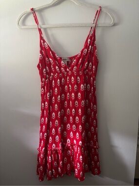 Forever 21 Red and White Printed V-Neck Sundress